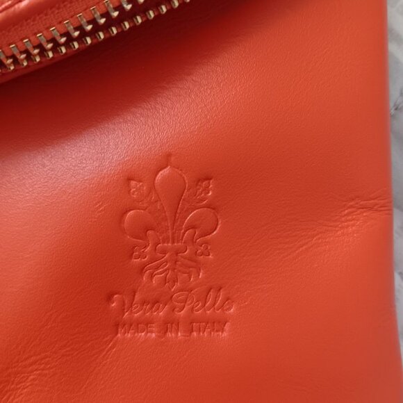 Vera Pelle Orange Italian Leather Purse Tassel Magnetic Closure Designer - Picture 10 of 15